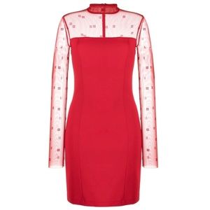 GIVENCHY 4G PRINT TULLE PANELLED SHEER LOGO DETAIL MINIDRESS